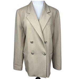 Maeve Anthropologie Blazer Womens 12 Beige Double Breasted Tan Oversized